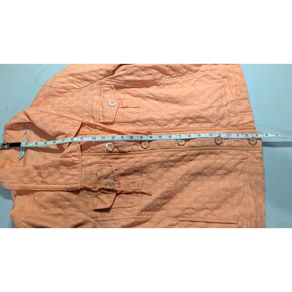 Laura Ashley 1X Orange Polka Dot Cotton Stretch Blend Full Zip Neck Drawstring - Picture 6 of 8